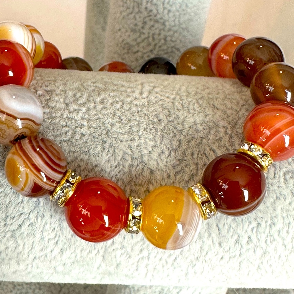 Fall color stretch bracelet with rhinestone spacers